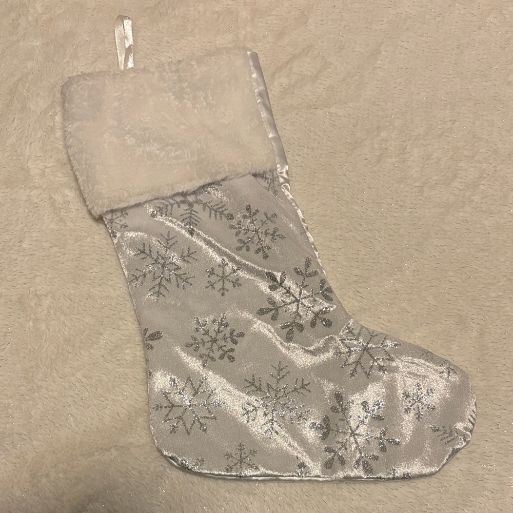 Silver Snowflake Christmas Stocking